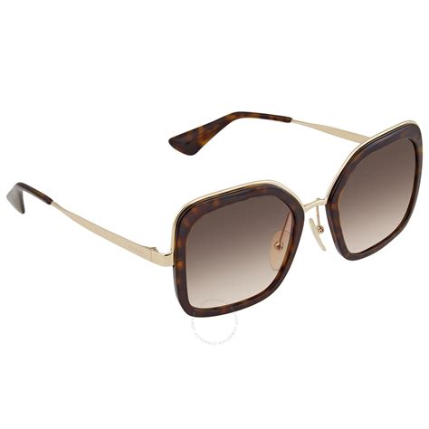 Prada Brown Gradient Grey Square Ladies Sunglasses SPR 57U 